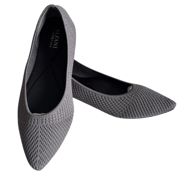 Alfani Shoes - Alfani Womens Poppyy Knit Geometric Pointed Toe Flats Gray 7 Medium